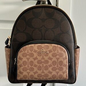 Coach Tan and Brown Signature Backpack